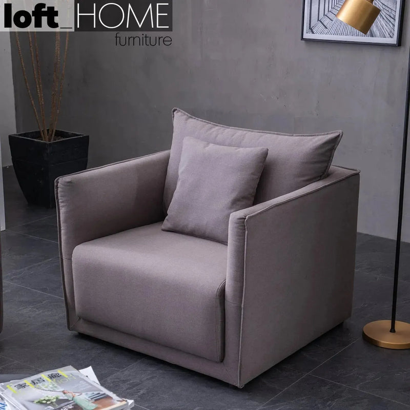 Modern fabric 1 seater sofa adam in details.