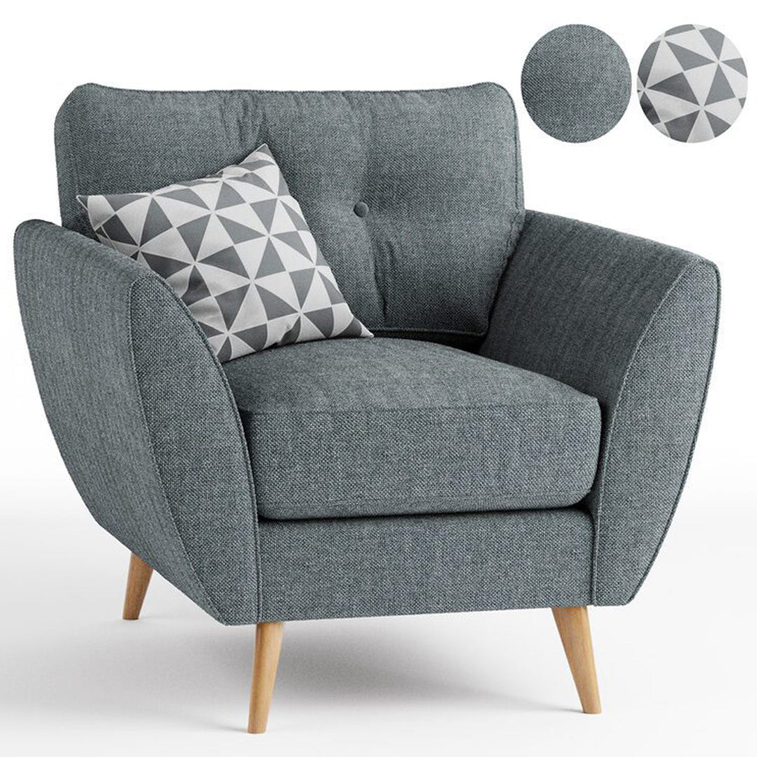 Modern fabric 1 seater sofa henri with context.