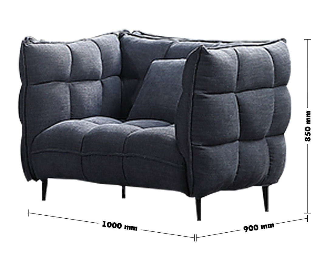 Modern fabric 1 seater sofa husk size charts.