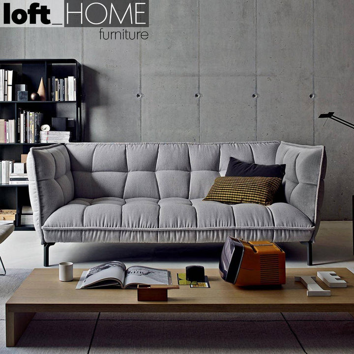Modern fabric 1 seater sofa husk in details.