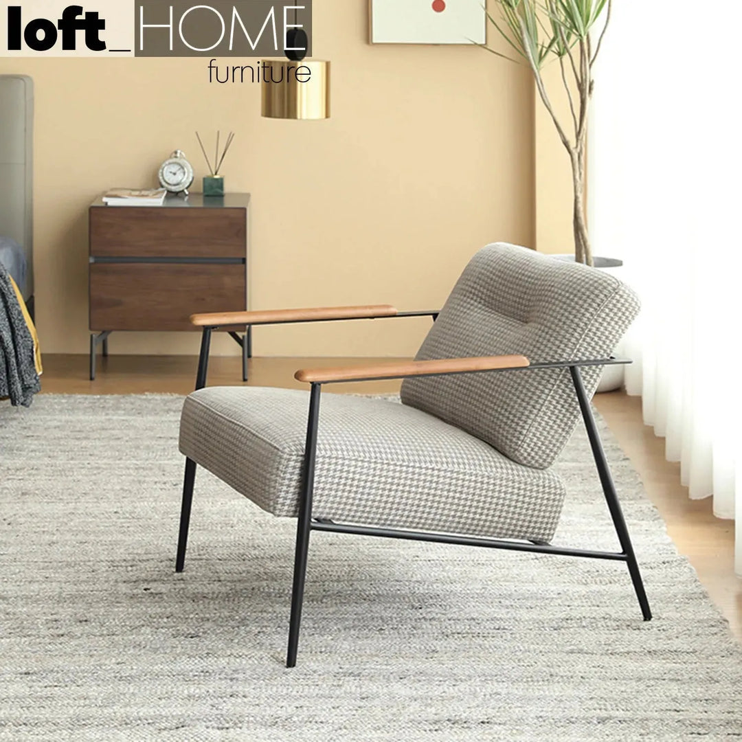 Industrial fabric 1 seater sofa lars in real life style.