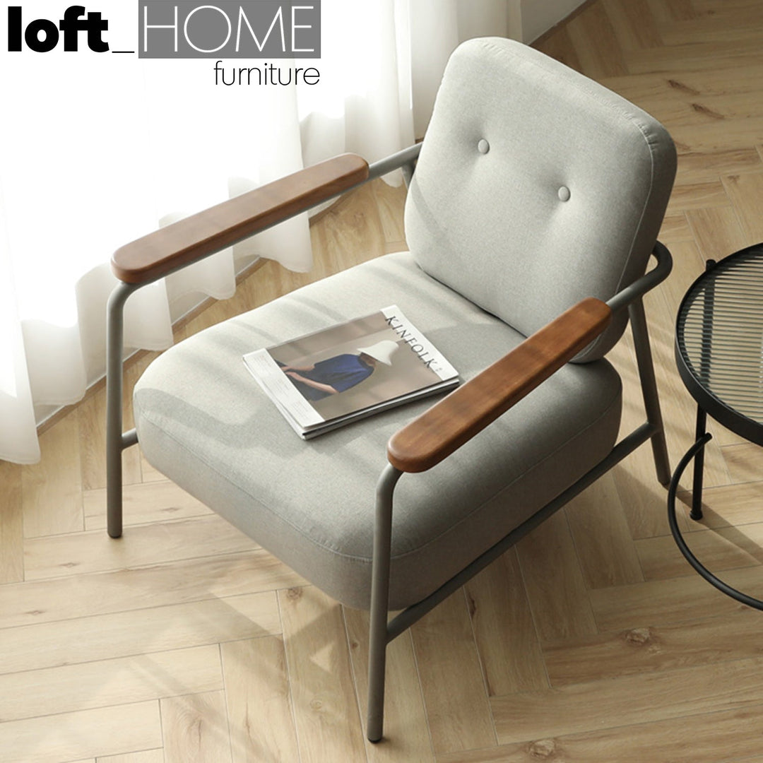 Modern fabric 1 seater sofa lisbet in details.