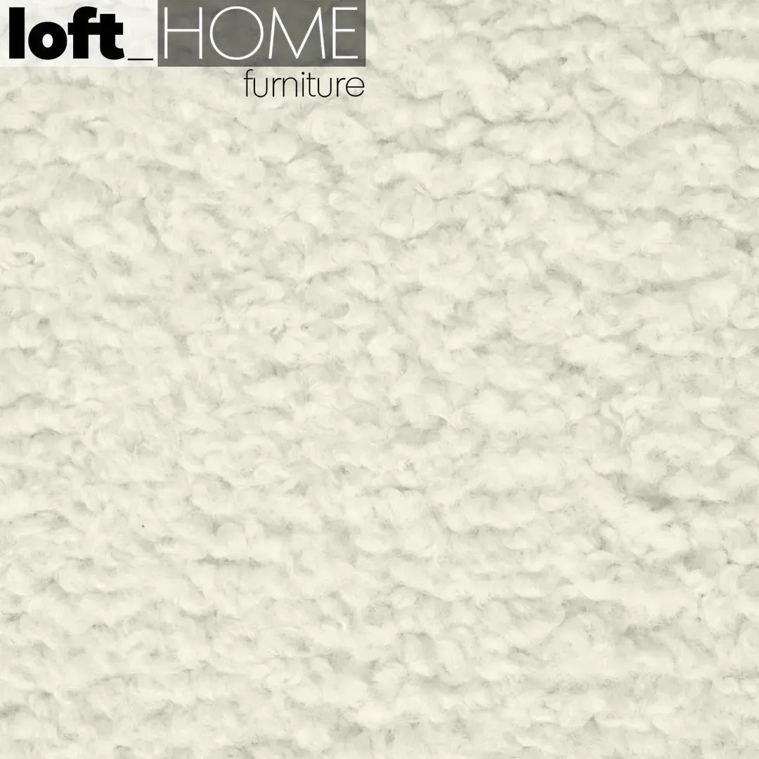 Cream fabric 1 seater sofa sheepskin color swatches.