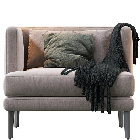 Modern fabric 1 seater sofa william in white background.