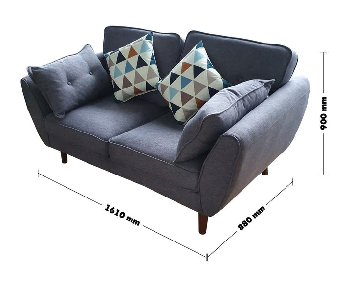 Modern fabric 2 seater sofa henri size charts.