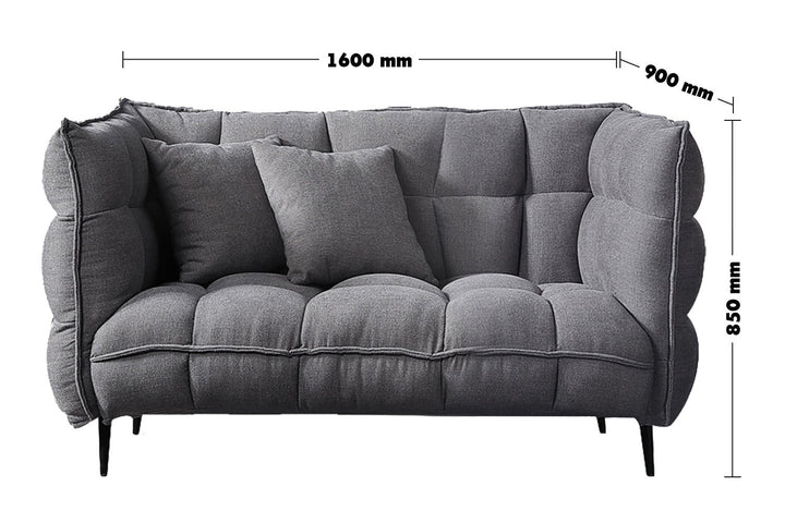 Modern fabric 2 seater sofa husk size charts.