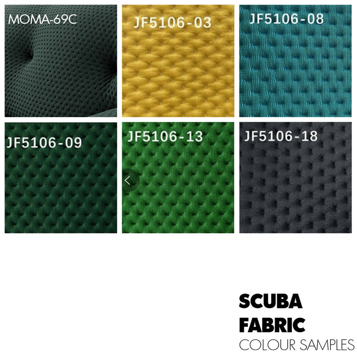 Scandinavian fabric 2 seater sofa blogger color swatches.