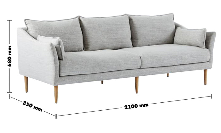 Modern fabric 3 seater sofa cammy size charts.
