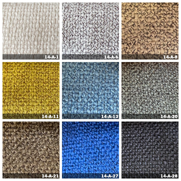 Modern fabric 3 seater sofa cammy color swatches.