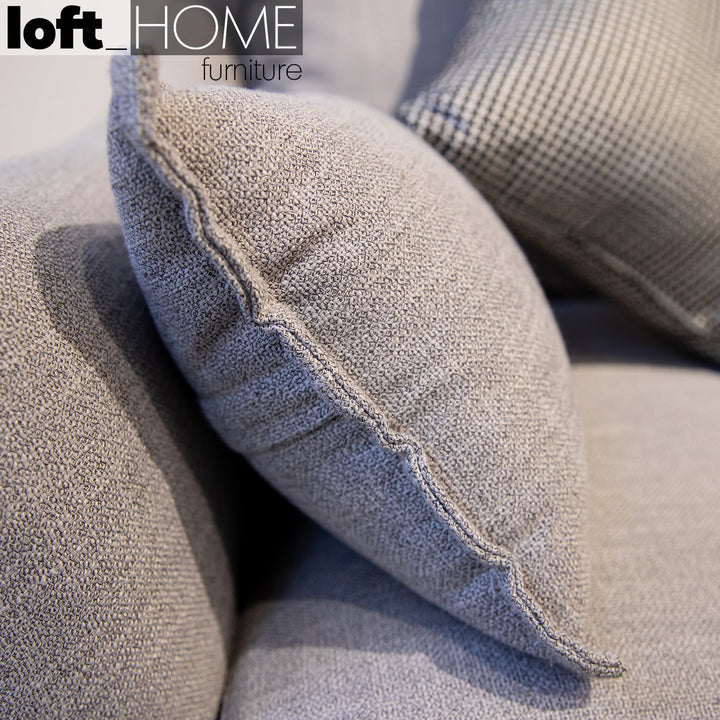 Modern fabric 3 seater sofa cammy in close up details.