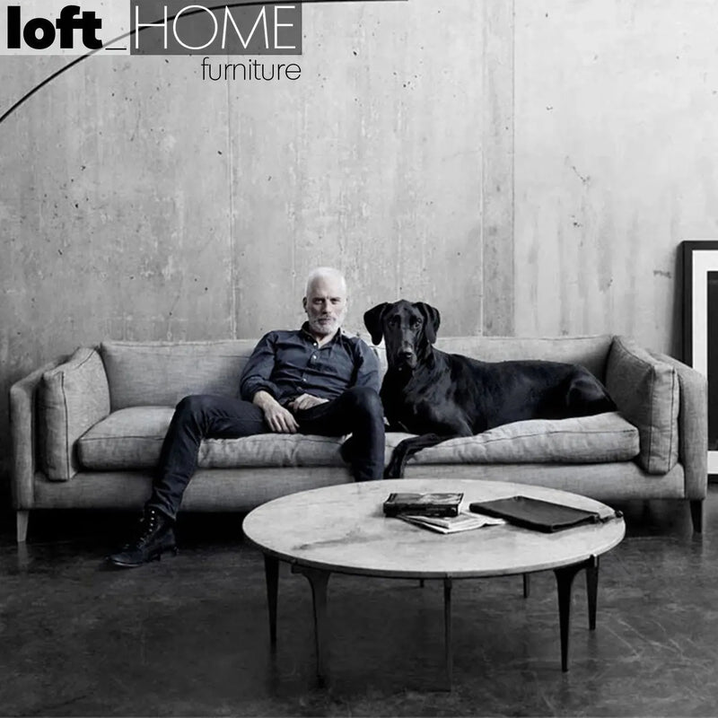 Minimalist fabric 3 seater sofa danny with context.