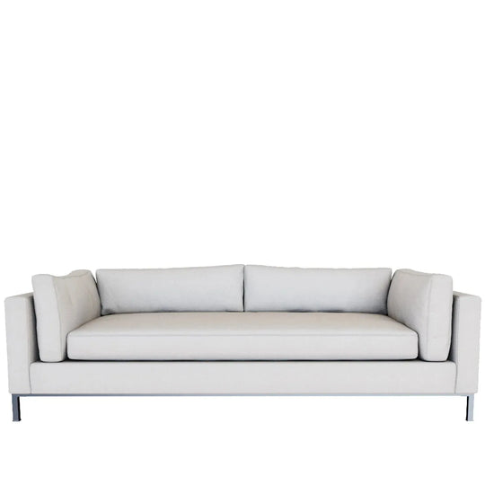 Minimalist fabric 3 seater sofa danny in white background.