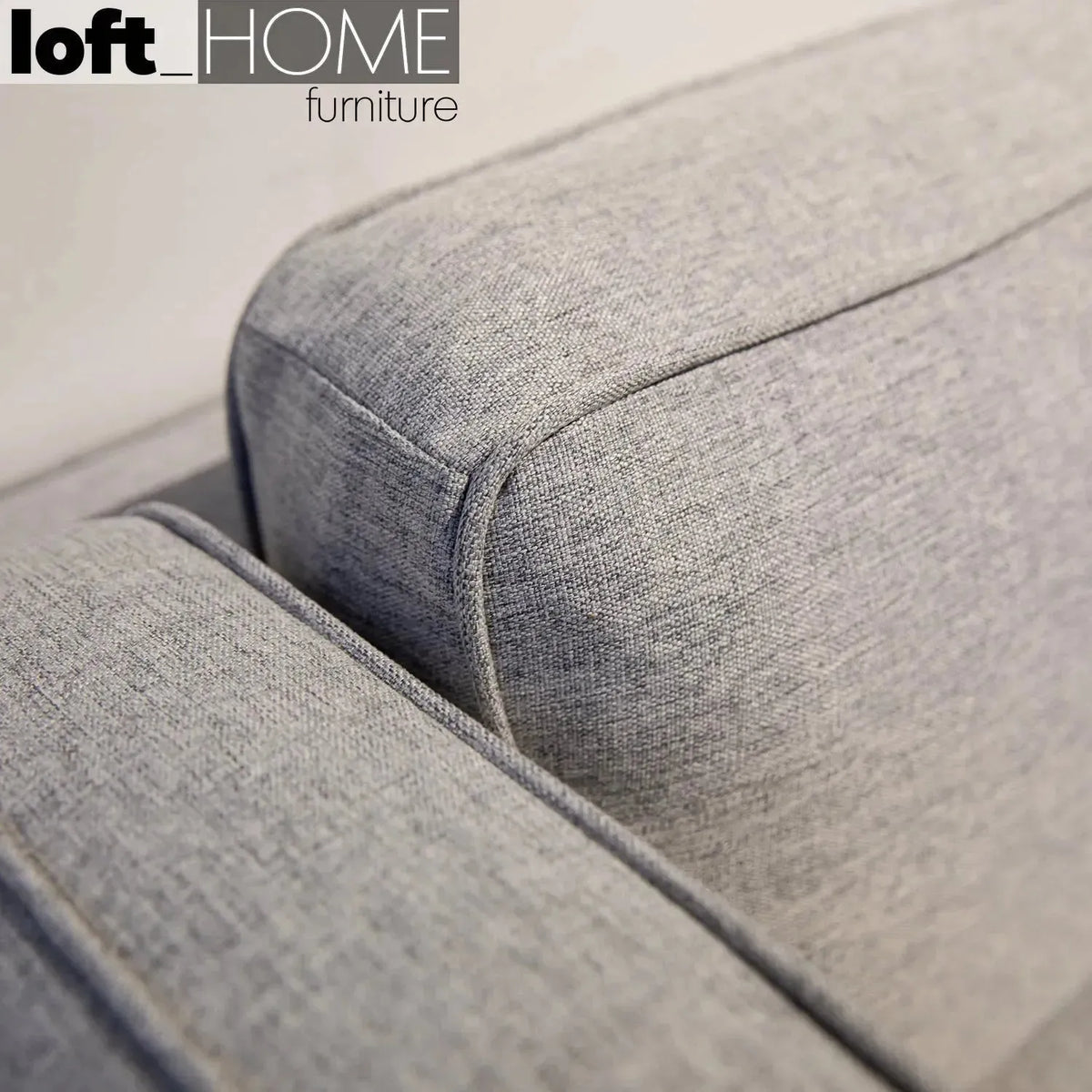 Minimalist fabric 3 seater sofa danny in close up details.