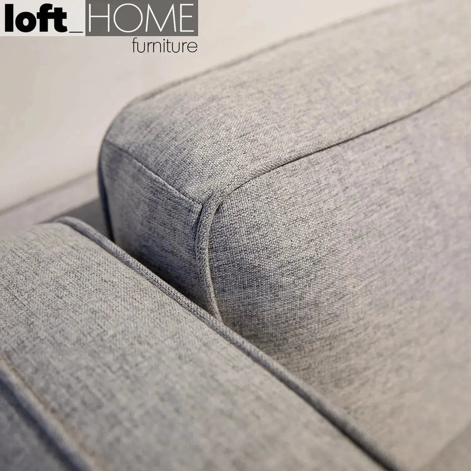 Minimalist fabric 3 seater sofa danny in close up details.