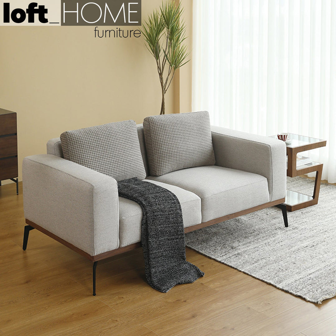 Modern fabric 3 seater sofa harlow in panoramic view.