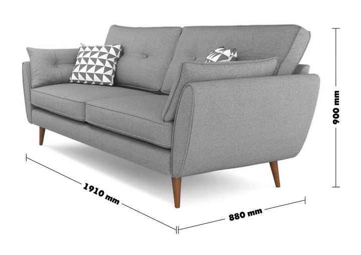 Modern fabric 3 seater sofa henri size charts.