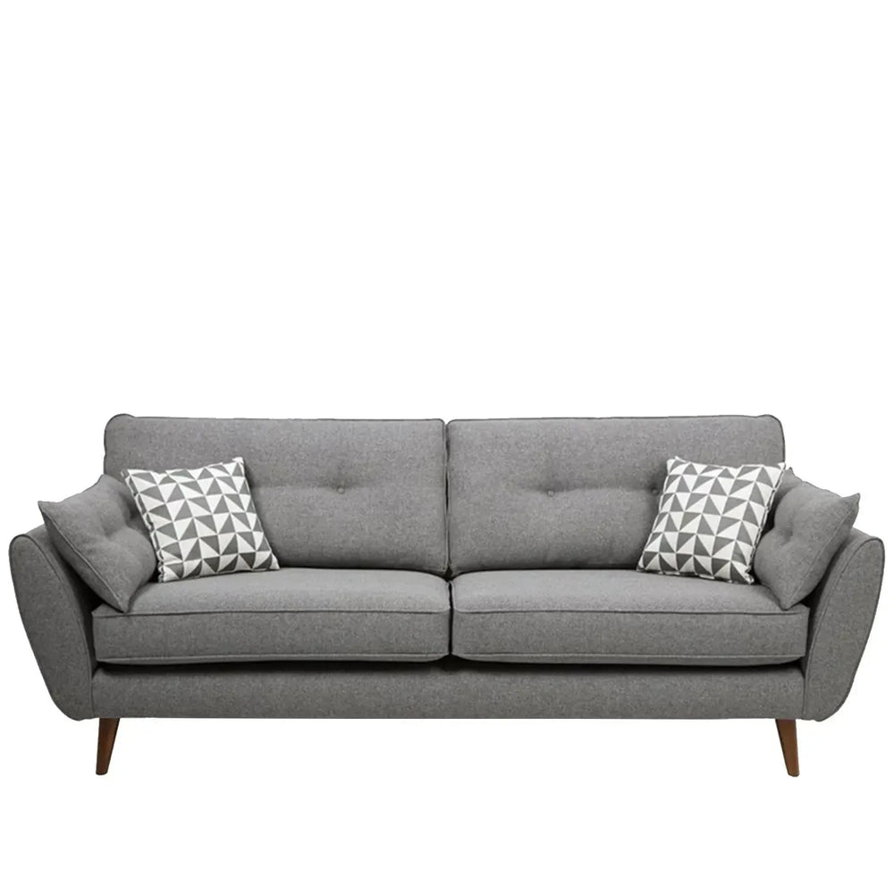 Modern fabric 3 seater sofa henri in white background.