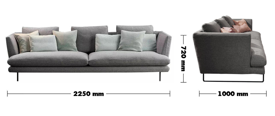 Modern fabric 3 seater sofa lars size charts.