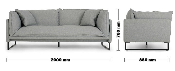 Modern fabric 3 seater sofa malini size charts.