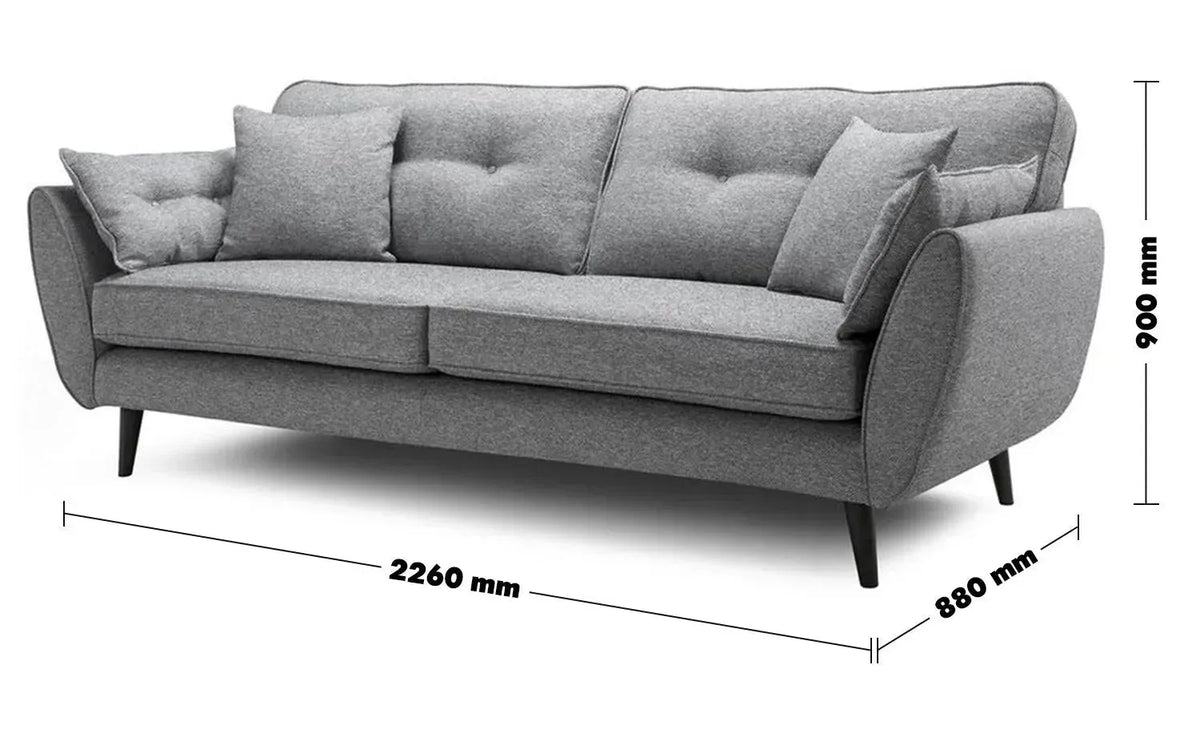 Modern fabric 4 seater sofa henri size charts.