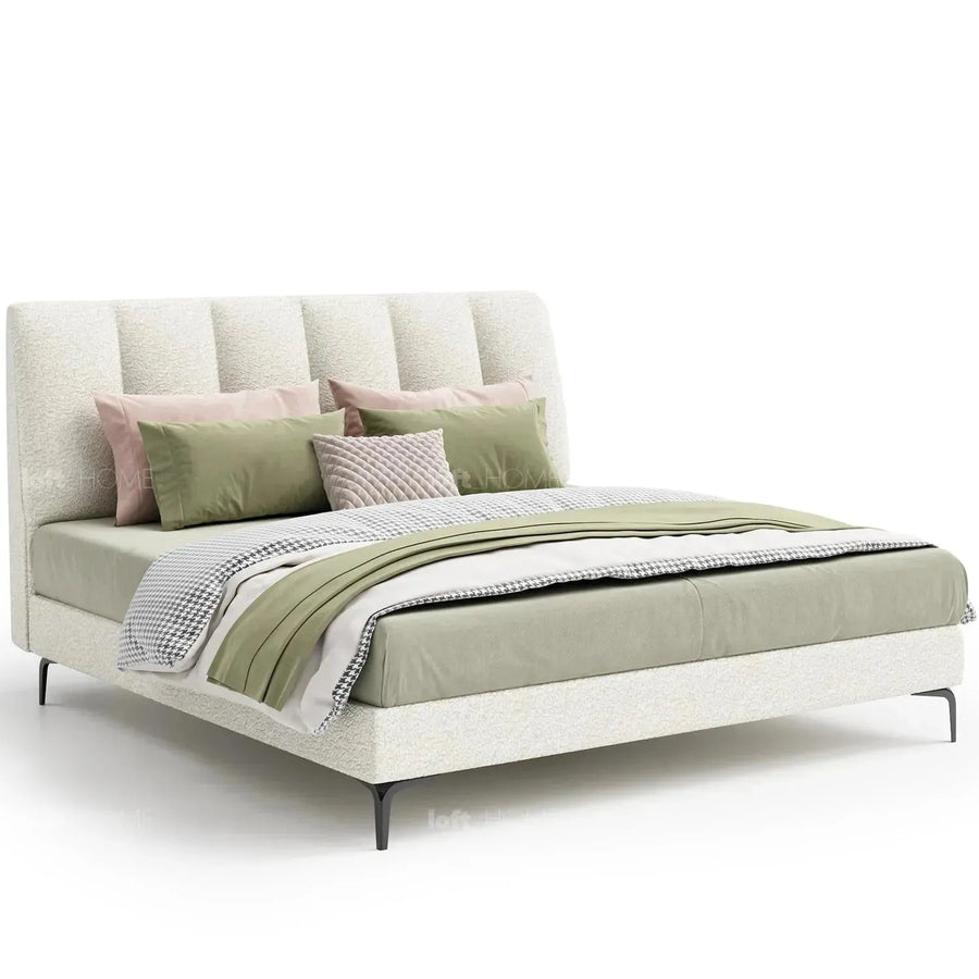 Cream Sheepskin Fabric Bed CORY