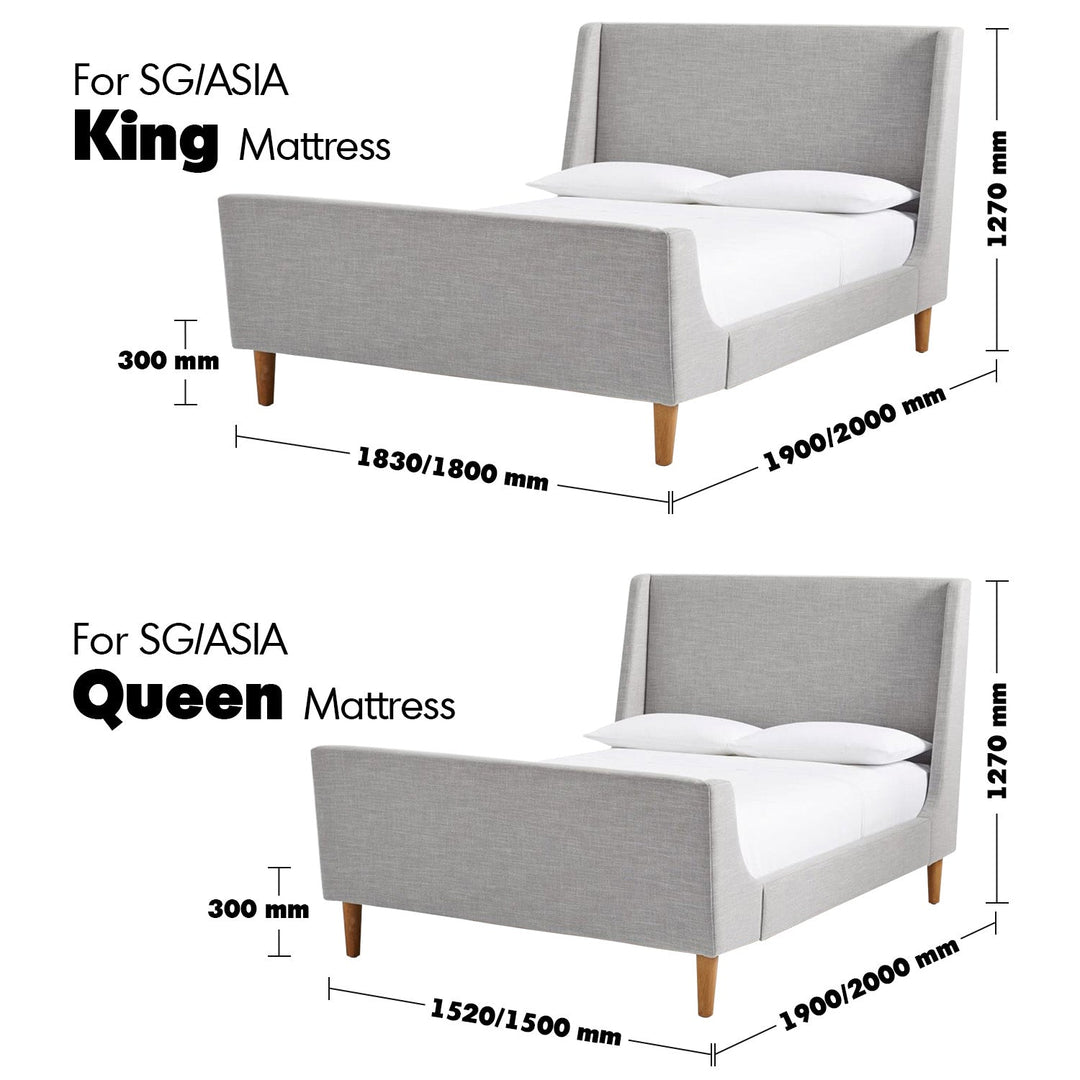 Modern fabric bed zef size charts.