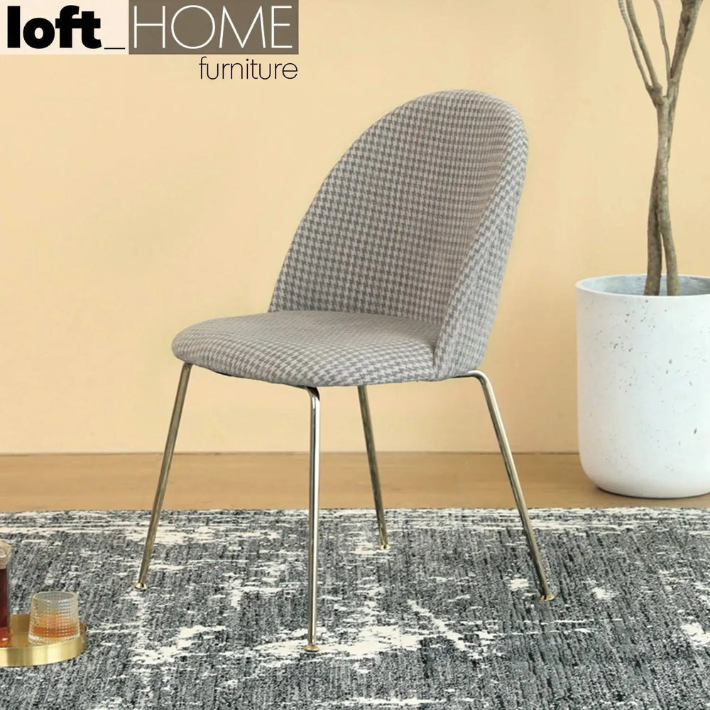 Modern fabric dining chair houndstooth primary product view.