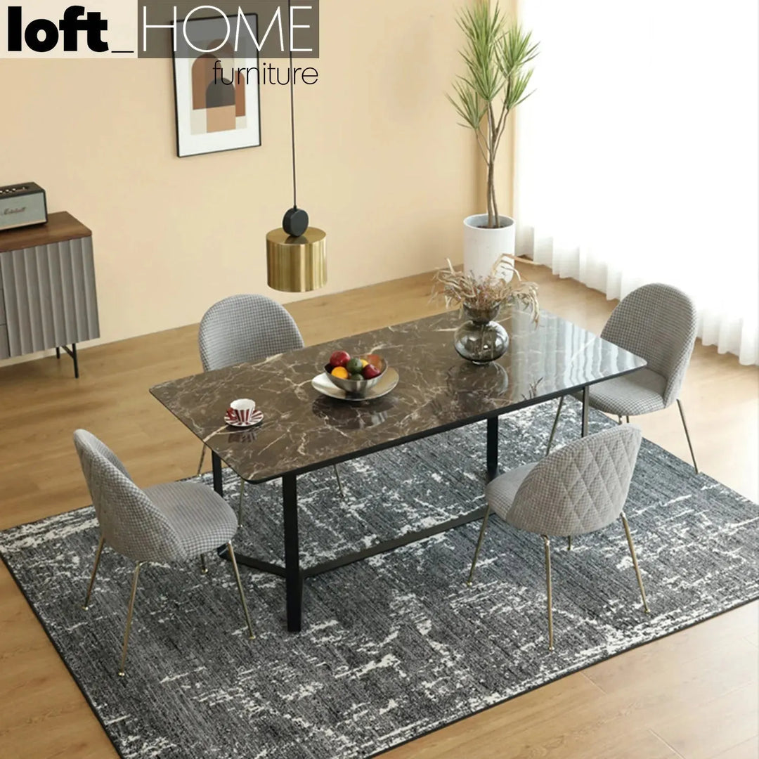 Modern fabric dining chair houndstooth in panoramic view.