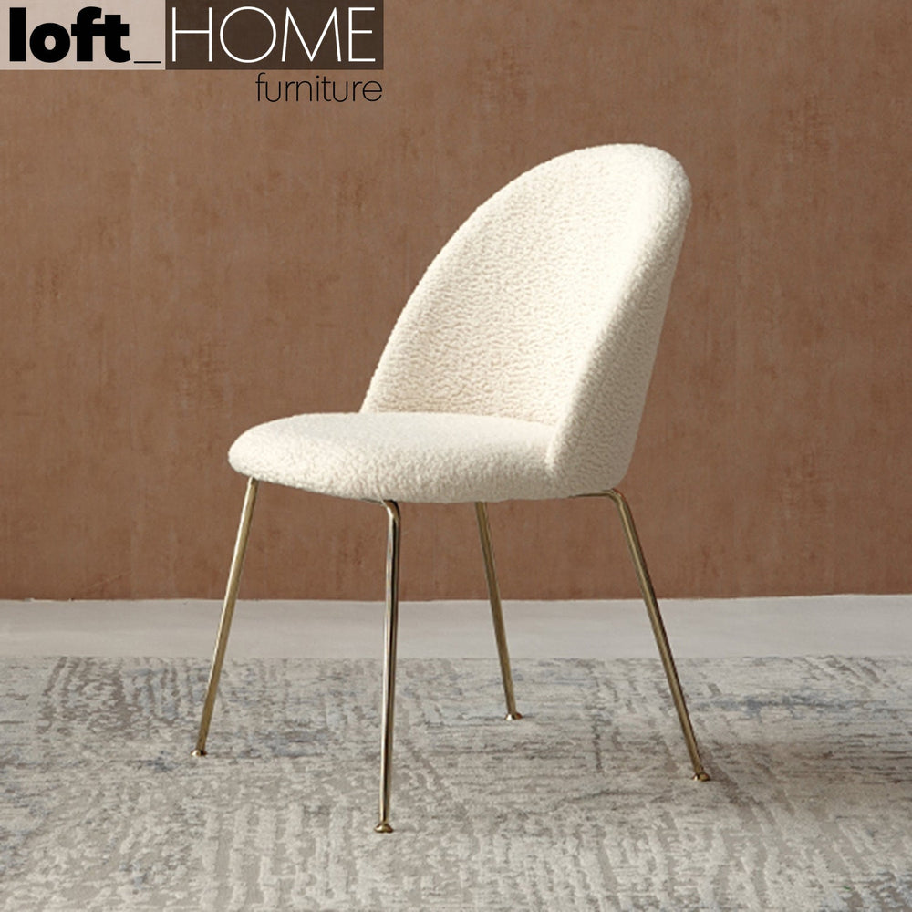 Modern fabric dining chair sheepskin primary product view.