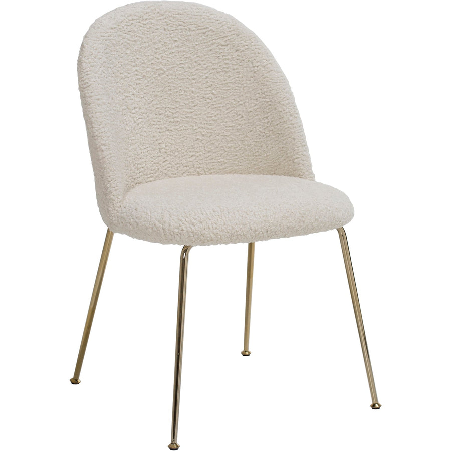 Modern fabric dining chair sheepskin in white background.