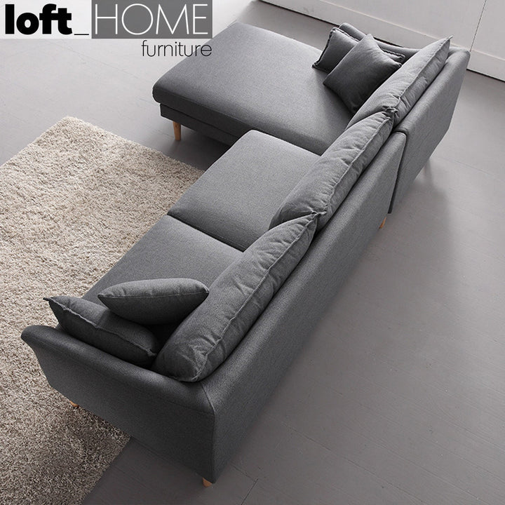 Modern fabric l shape sectional sofa cammy 2+l in close up details.