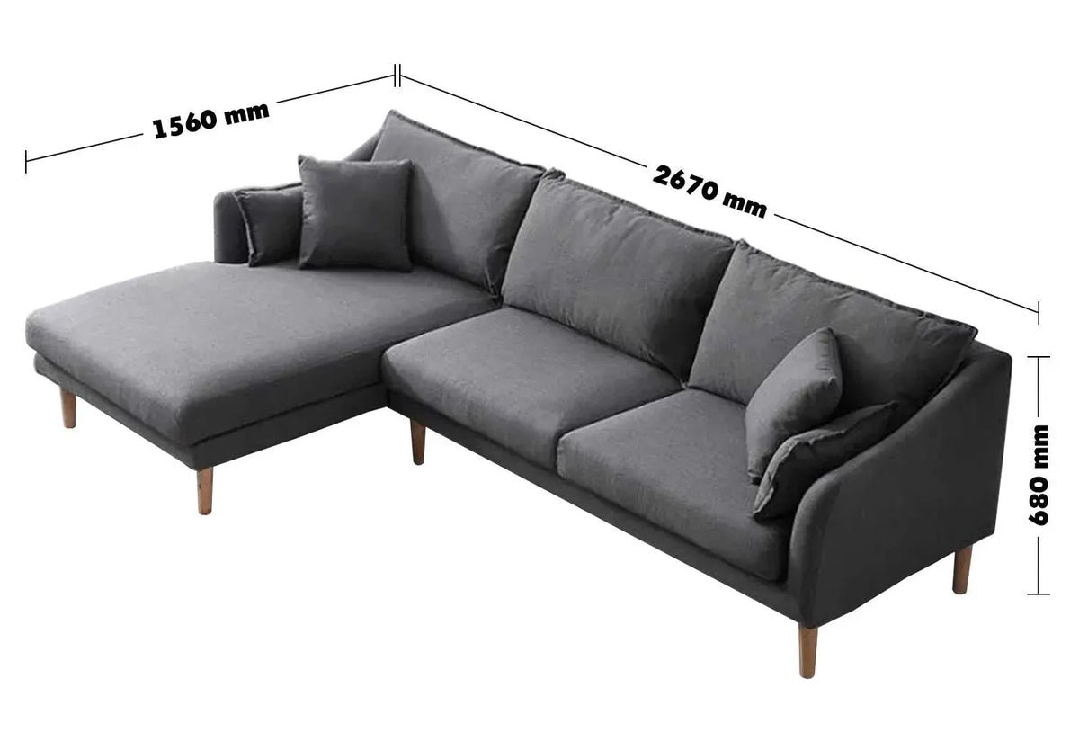Scandinavian fabric l shape sectional sofa cammy 2+l size charts.