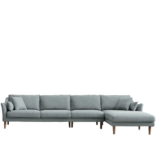 Scandinavian fabric l shape sectional sofa cammy 3+l in white background.
