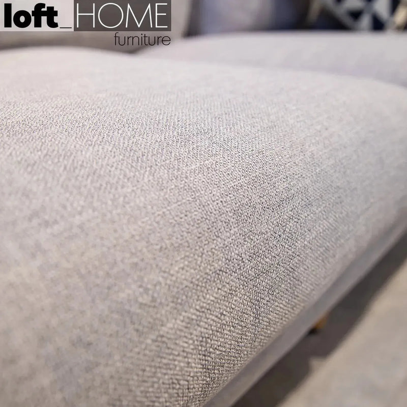 Scandinavian fabric l shape sectional sofa cammy 3+l in panoramic view.