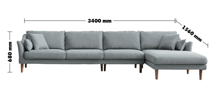 Modern fabric l shape sectional sofa cammy 3+l size charts.
