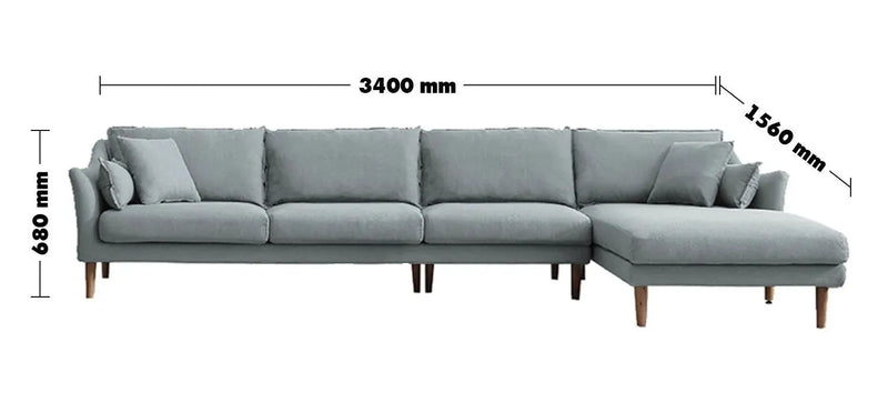 Scandinavian fabric l shape sectional sofa cammy 3+l size charts.