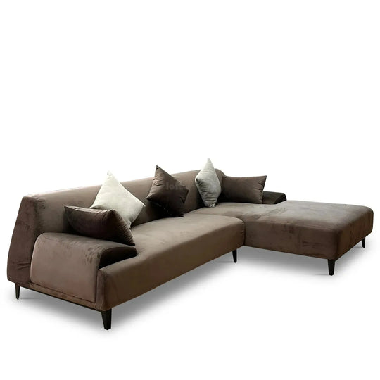 Modern fabric l shape sectional sofa cave 2+l in white background.