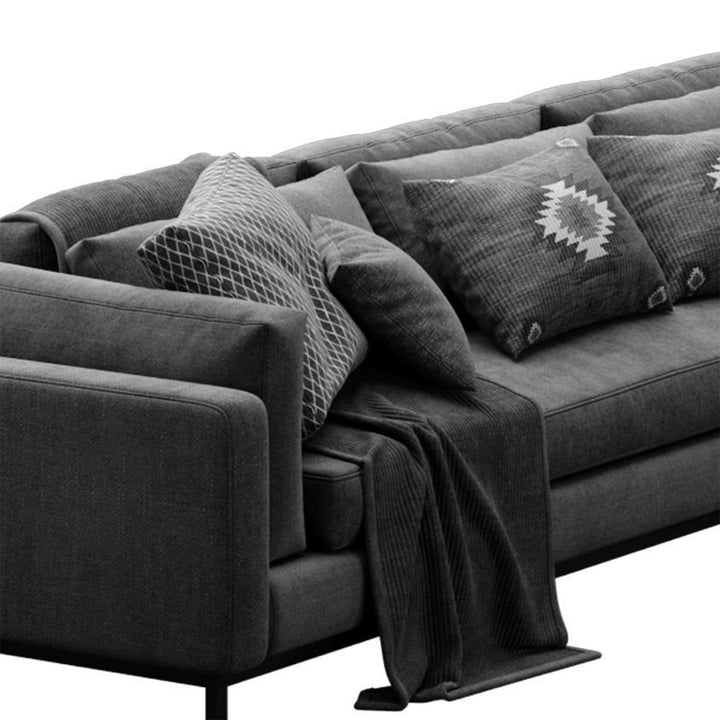 Modern fabric l shape sectional sofa danny 3+l in panoramic view.