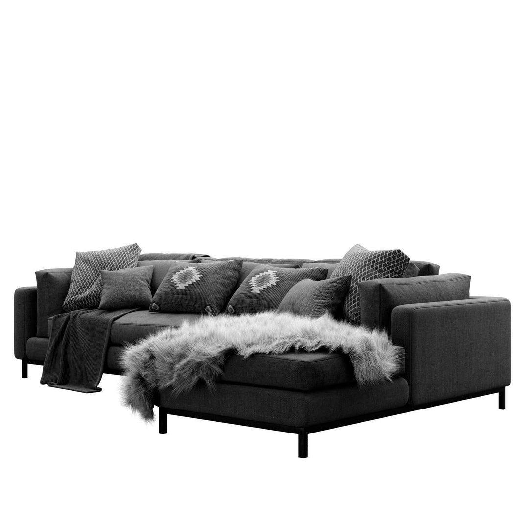 Modern fabric l shape sectional sofa danny 3+l in close up details.