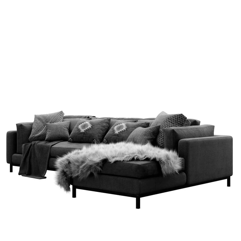Minimalist fabric l shape sectional sofa danny 3+l in close up details.