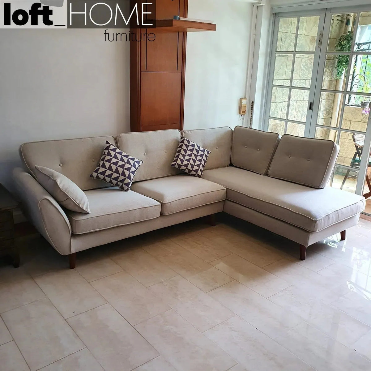 Scandinavian fabric l shape sectional sofa henri 2+l in details.