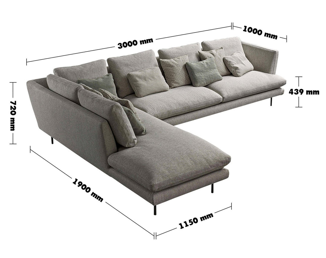 Modern fabric l shape sectional sofa lars 3+l size charts.