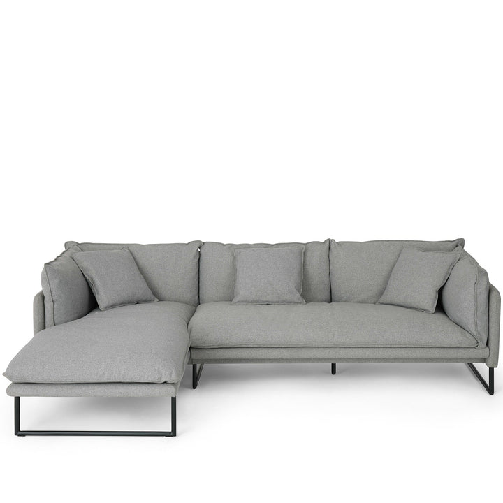 Modern fabric l shape sectional sofa malini 2+l in close up details.