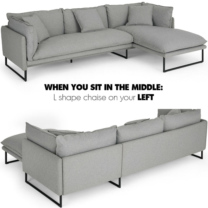 Modern fabric l shape sectional sofa malini 2+l in real life style.