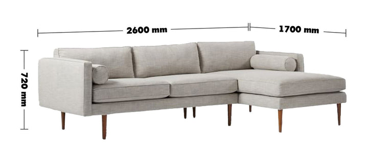 Modern fabric l shape sectional sofa monroe 2+l size charts.