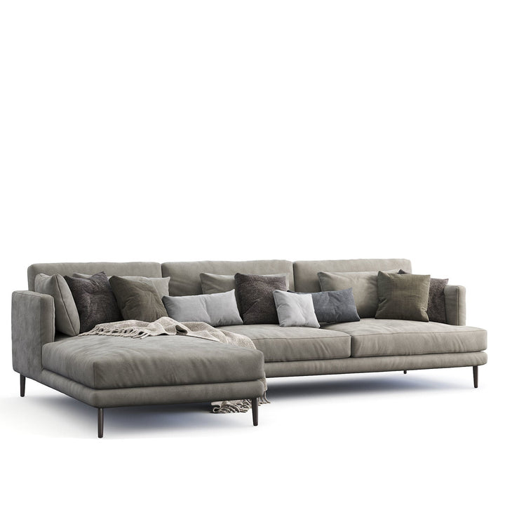 Modern fabric l shape sectional sofa william 2.5+l in close up details.