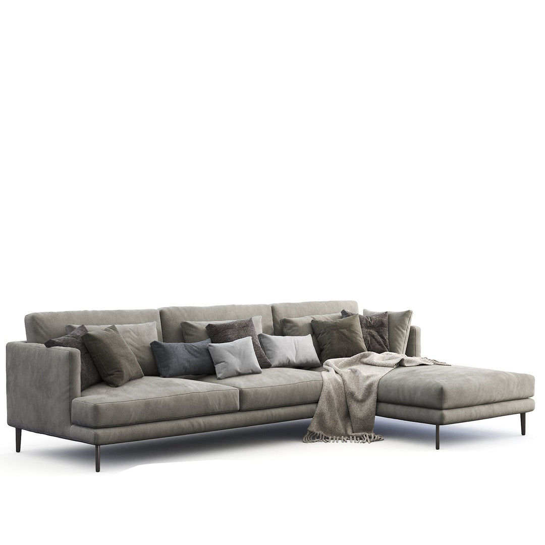 Modern fabric l shape sectional sofa william 2+l in close up details.