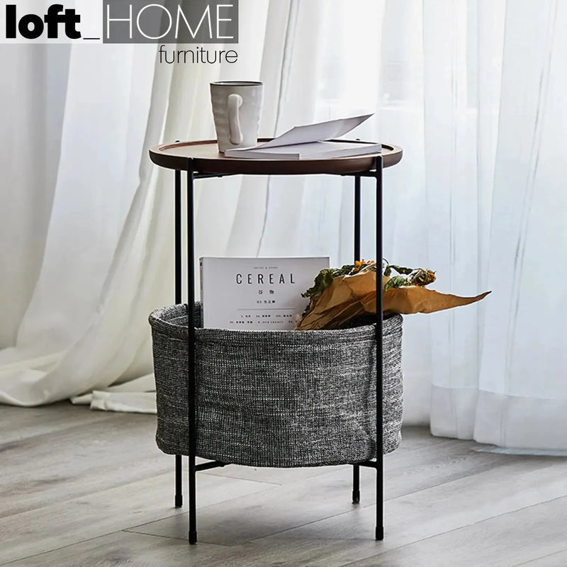 Industrial fabric side table emme in details.
