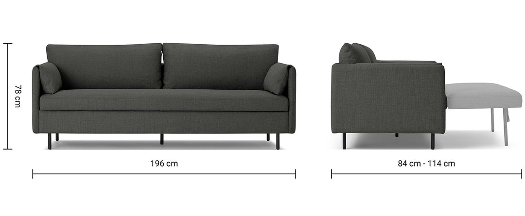 Modern fabric sofa bed hitomi size charts.