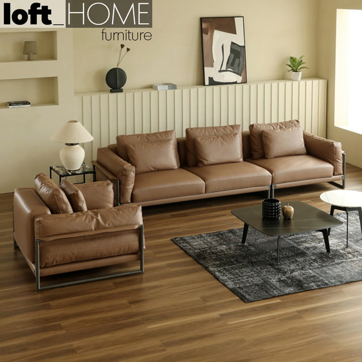 Modern genuine leather 1 seater sofa tara material variants.
